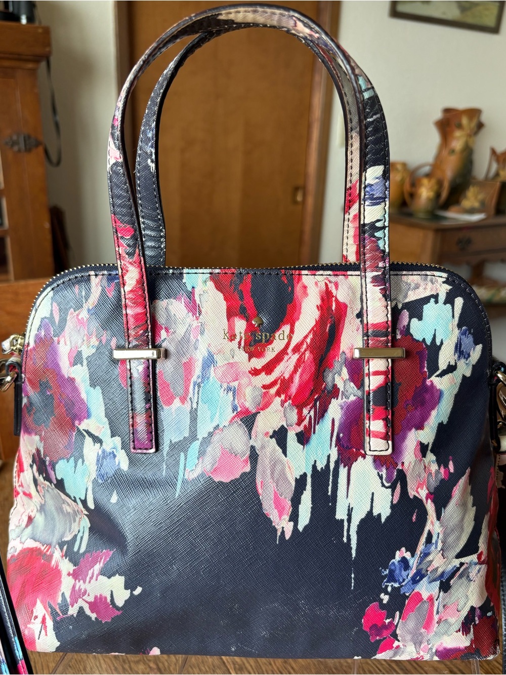 Kate Spade New York Leather Cedar Street Maise Satchel - Navy Multicolor